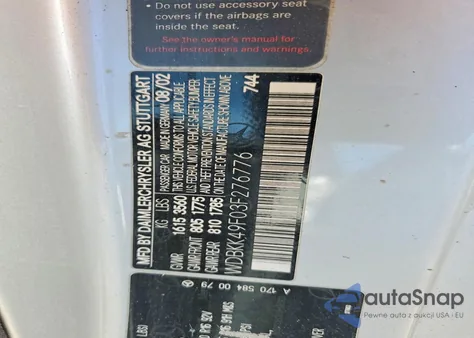 2003 Mercedes-Benz Slk 230 Kompressor z USA, uszkodzony, nr VIN WDBKK49F03F276776